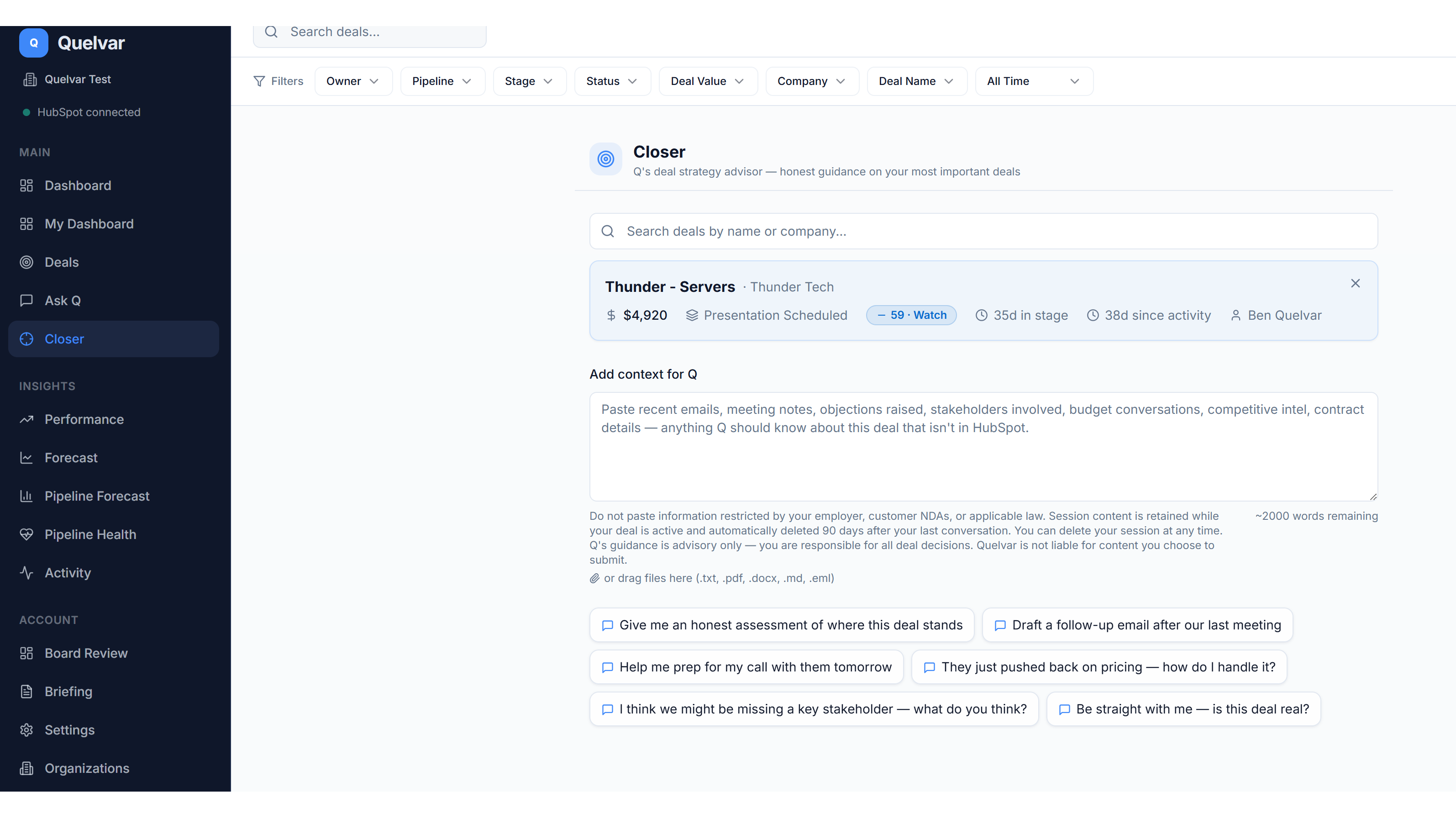 Closer - Deal Strategy Support